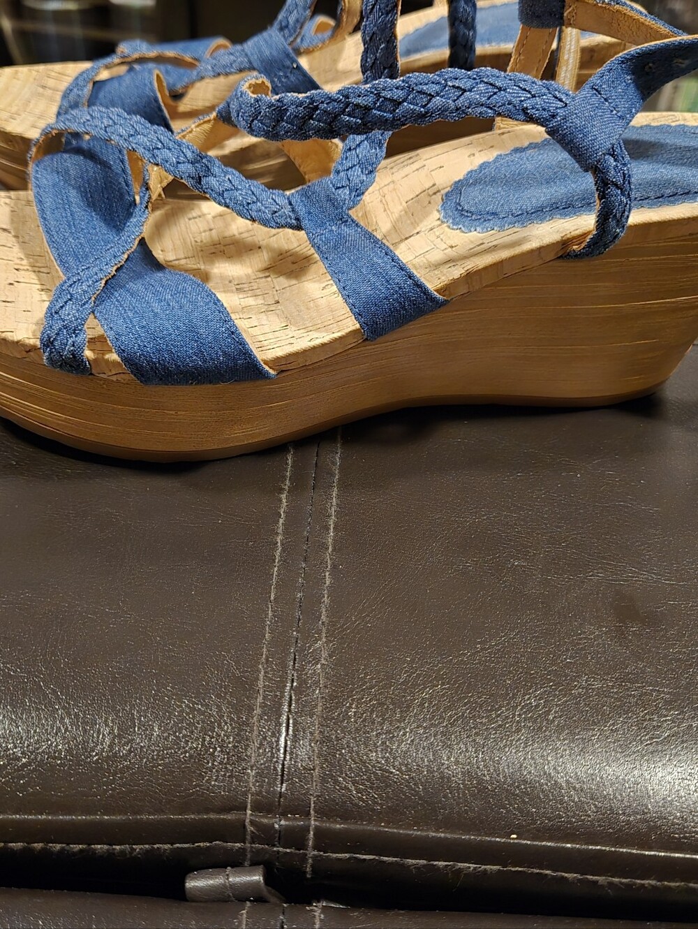 Blue Denim Material Strap Sandal - Picture 2 of 4